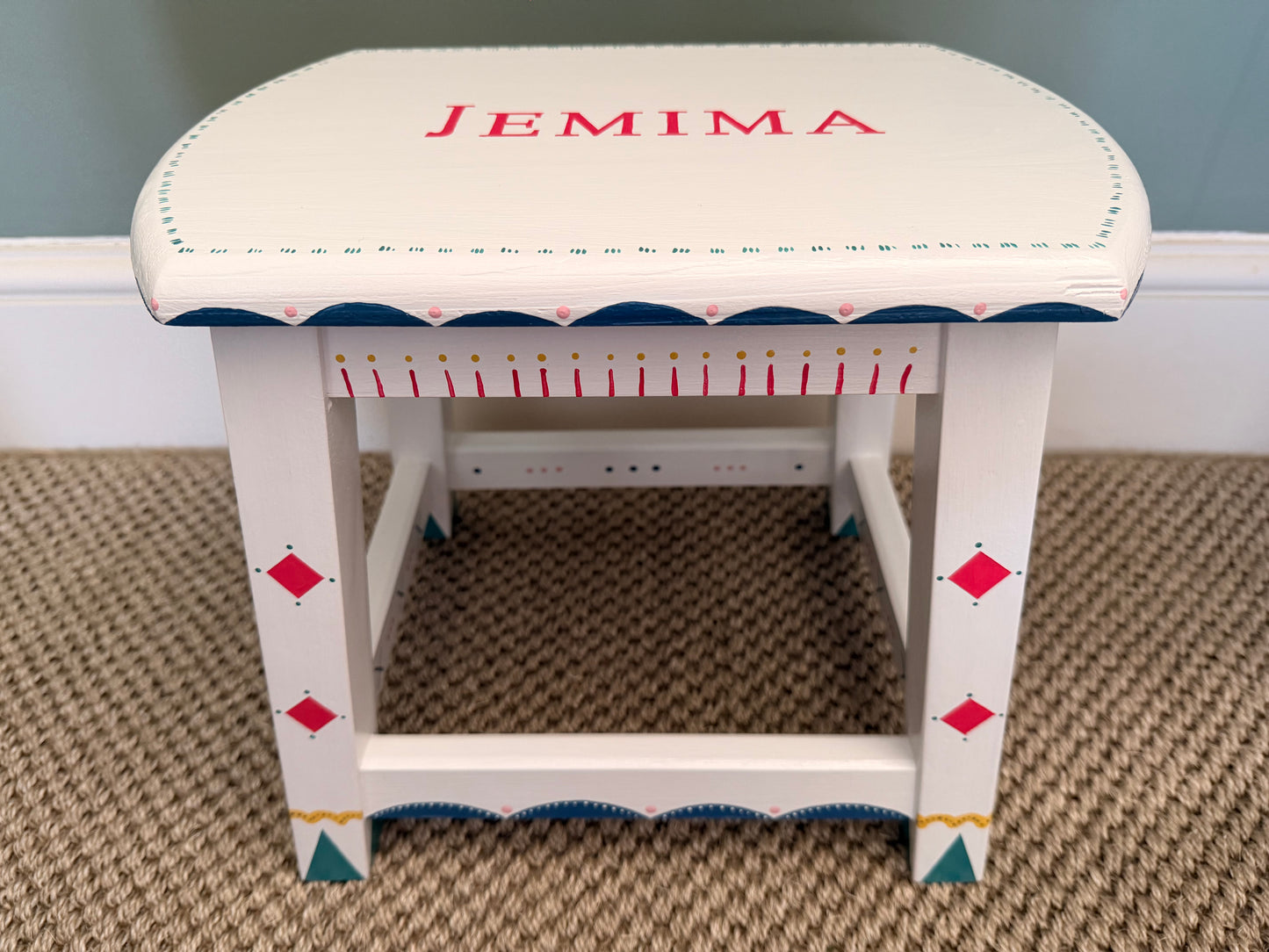White Childs step stool with colour detail 