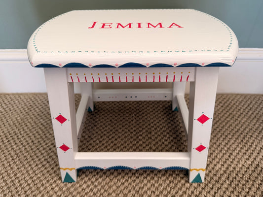 White Childs step stool with colour detail 