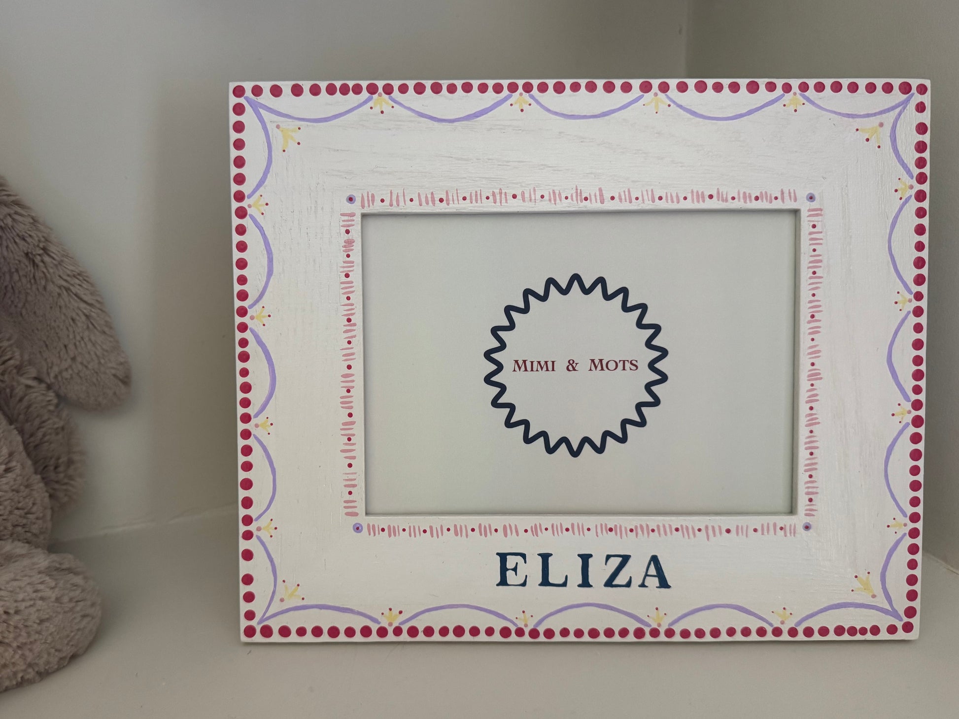 Personalised girls pink photo frame in landscape orientation, handmade in the UK — Mimi & Mots