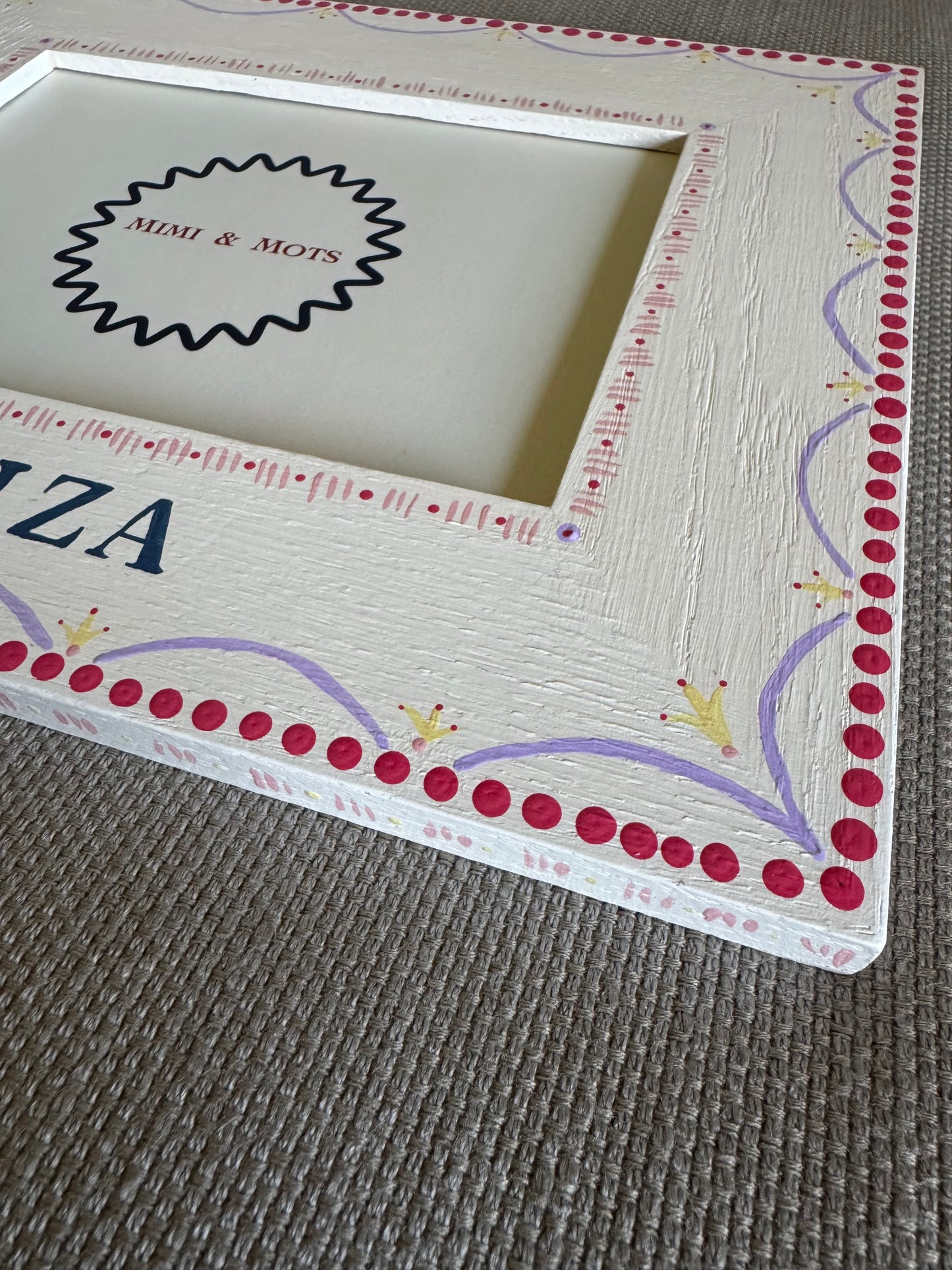 Hand-painted personalised girls photo frame — a keepsake gift for birthdays, christenings and new babies by Mimi & Mots